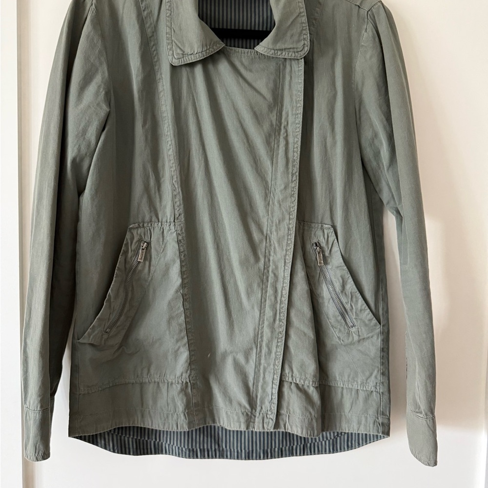 Splendid Green Utility Jacket with Asymmetrical Zipper